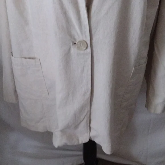 AVENUE WOMEN OVERSIZED DOUBLE BREASTED BLAZER LINEN BLEND - Picture 3 of 11